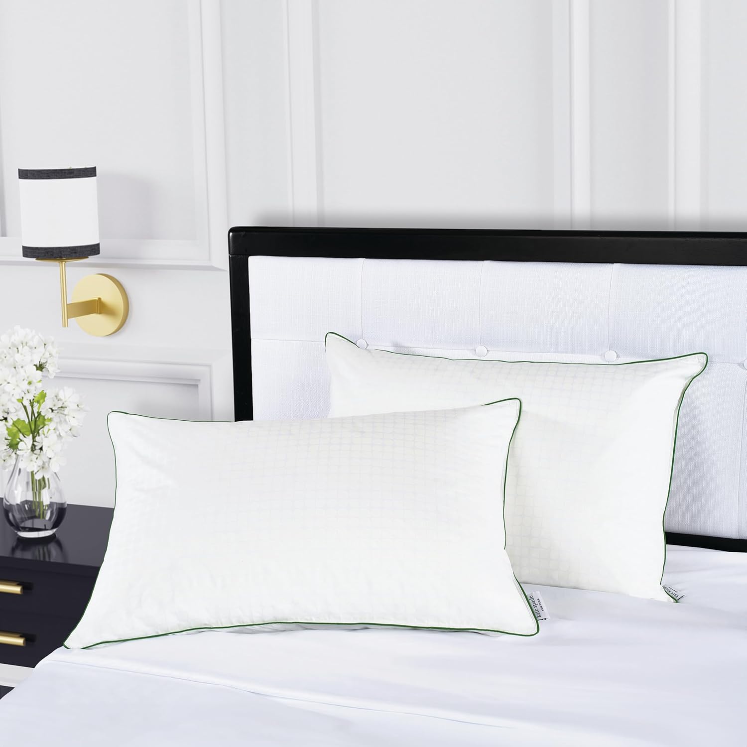 kate spade new york Noel Soft/Medium 20" x 28", Adjustable Down Alternative Pillow, 300 Thread Count Cotton Cover, Best for Back or Stomach Sleepers, Queen, White Soft/Medium Queen