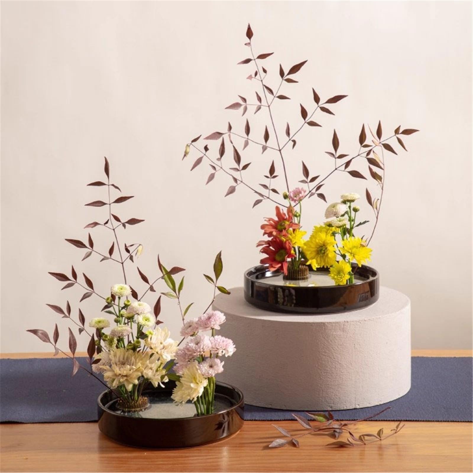 Bandejas para Plantas Bandeja de Goteo Circular cerámica Estilo Chino, platillo for arreglos Florales, Ideal for jardinería doméstica Mesa
