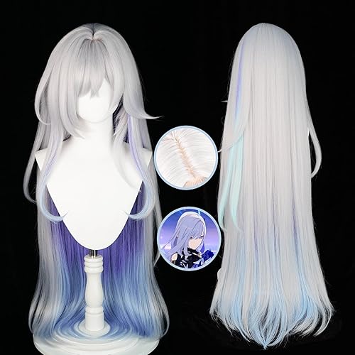 Anime Cosplay PerĂŒcke, Genshin Impact PerĂŒcke, mit zwei PerĂŒckenkappen, fĂŒr Halloween, Party & etc. (Skirk Cosplay) - Skirk