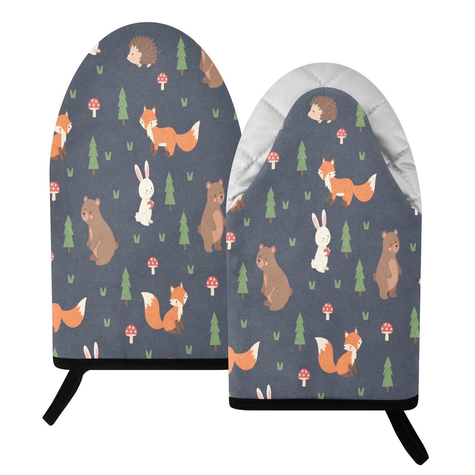 BURSTDDY Forest Animals Oven Mitt,Heat Resistant Kitchen Mitts for Cooking