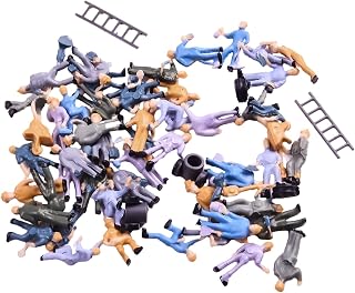 HO Scale Railway Model Worker Painted Figures with Bucket and Ladder Set of 50 Proportion 1:87 Realistic Detailing For Train Scenery Sand Table and Diorama Station Platform and Landscape Enhancement