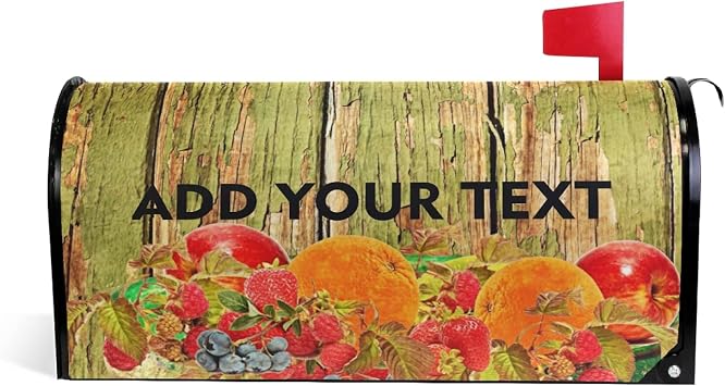 Fruit Texture Custom Personalized Mailbox Covers, Text Design Customized Magnetic Large 25.4 x 20.78 Mail Cover Letter Post Box for Home Garden Yard Outdoor