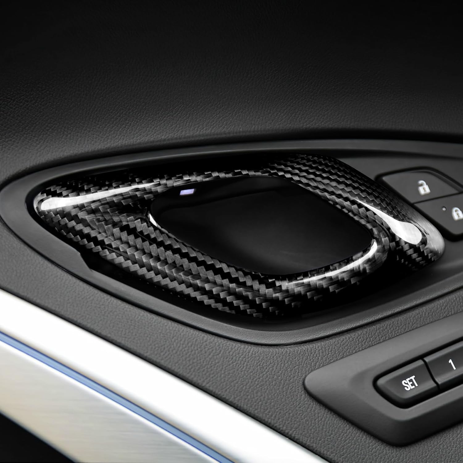 AIRSPEED Real Carbon Fiber Car Door Panels Cover Interior Trim for Chevrolet Camaro 2016 2017 2018 2019 2020 2021 2022 2023 Accessories, Black