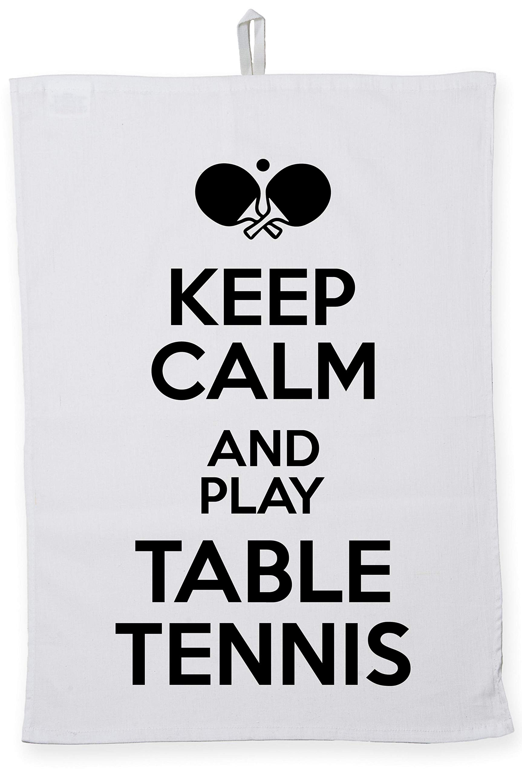 Hippowarehouse Keep Calm and Play Table Tennis Tea Towel Eco Printed Dish Cloth Kitchen accessory 50cmx70cm 100% Cotton
