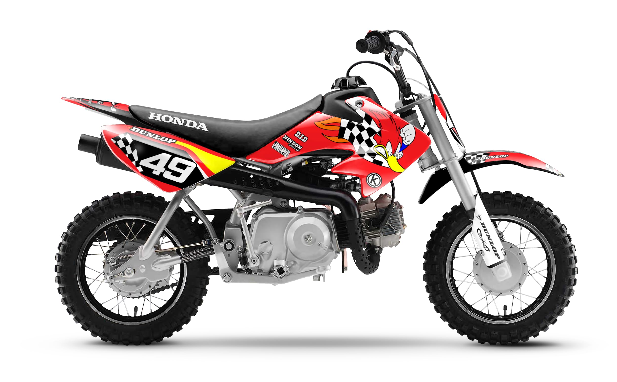 Kalair GFX Graphics Kit for Honda CRF50 (2004-2012) Pecker Series Red 09 Mil - Dirt bike Custom Racing Graphics Decals Stickers Kit, no-plastics