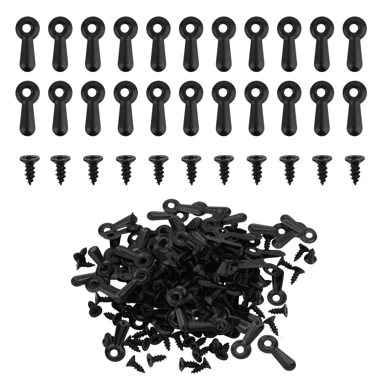 Picture Frame Turn Button Fasteners Set, Include 100pcs Turn Button Backing Clips Fasteners & 100pcs Screws & 1 Screwdriver Framing Back Tabs Hardware Supplies for Secure Hanging Accessories (Black)