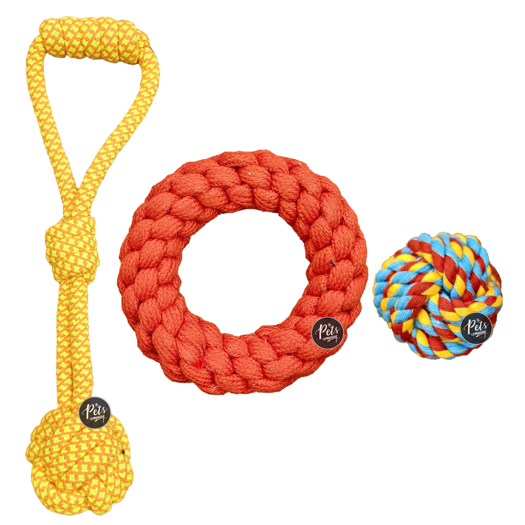 The Pets Company Dog Rope Toy for Adult Aggressive Chewers, Dental Cleaning (Ring + Dog Ball + Tug with Grip) Dog Toy Combo of 3 for Large Dogs (B0BQGPJDQY) Amazon Price History, Amazon Price Tracker