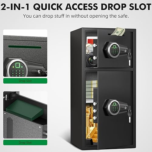 Miniatura 4 de kavey Caja fuerte grande de 6.5 pies cúbicos, impermeable, con luz LED, a prueba de fuego, segura para documentos del hogar, contraseña de huellas