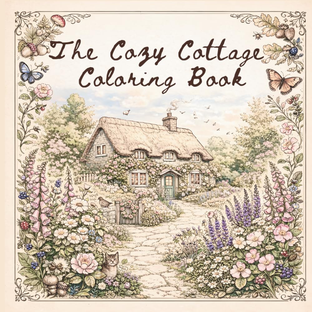 50 Enchanting Illustrations of Wildflowers, Mushrooms, Rustic Kitchens & Woodland Scenes — A Peaceful Creative Escape for Nature Lovers & Slow Living Enthusiasts