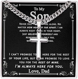 Father Son Gifts Necklace For My Son Gift for Son From Dad Father to Son Dad and Son Gift Cross Necklace For Son From Dad Father Son Jewelry for Men Boys Cross Necklace