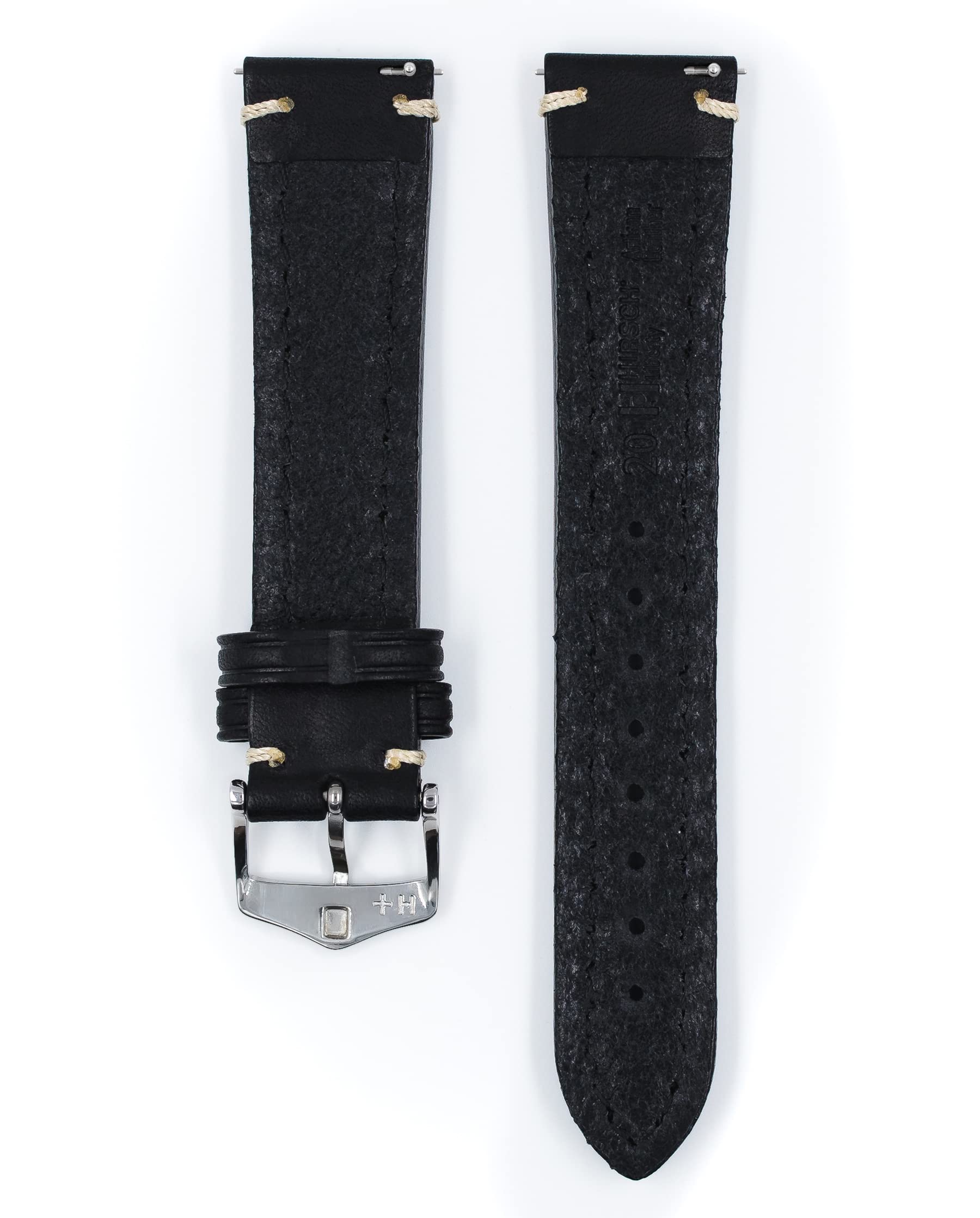 HIRSCH Herren Uhrenarmband Sattelleder Modell Liberty 20 mm Schwarz