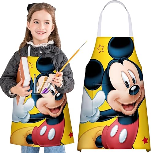 Akkya Delantales de cocina para niños pequeños, delantal de pintura de chef con bolsillo, para hornear, arte, jardinería, bata personalizada para