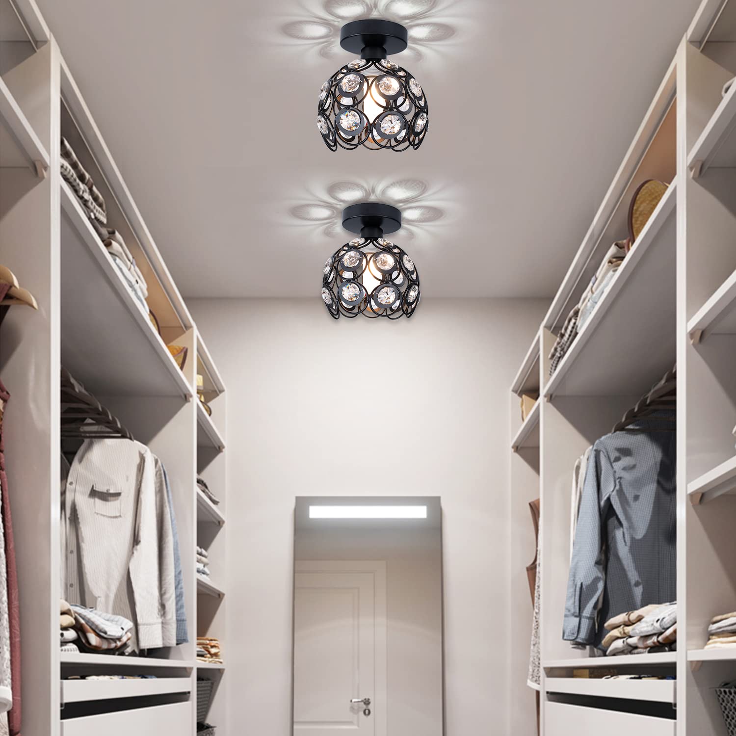 Tislyco Modern Chandelier Crystal Ceiling Hallway Light Mini Semi