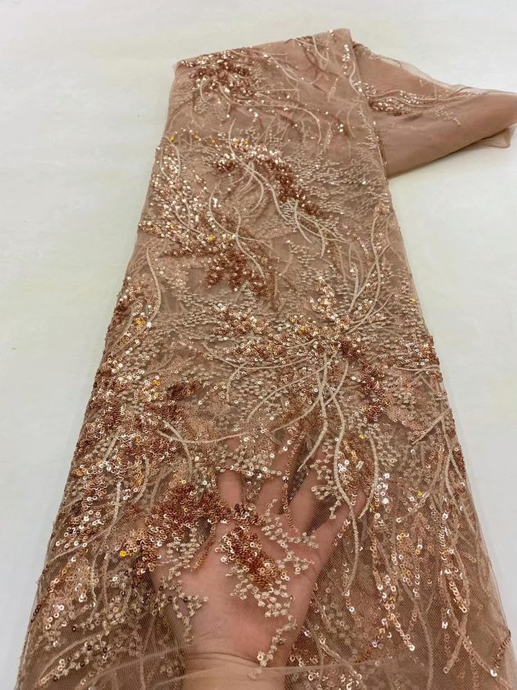 Luxus Rosa Französisch Tüll Net Pailletten Spitze Stoff Afrikanische Spitze Stoff 5 Yards Für Nigeria Hochzeit Party Kleid