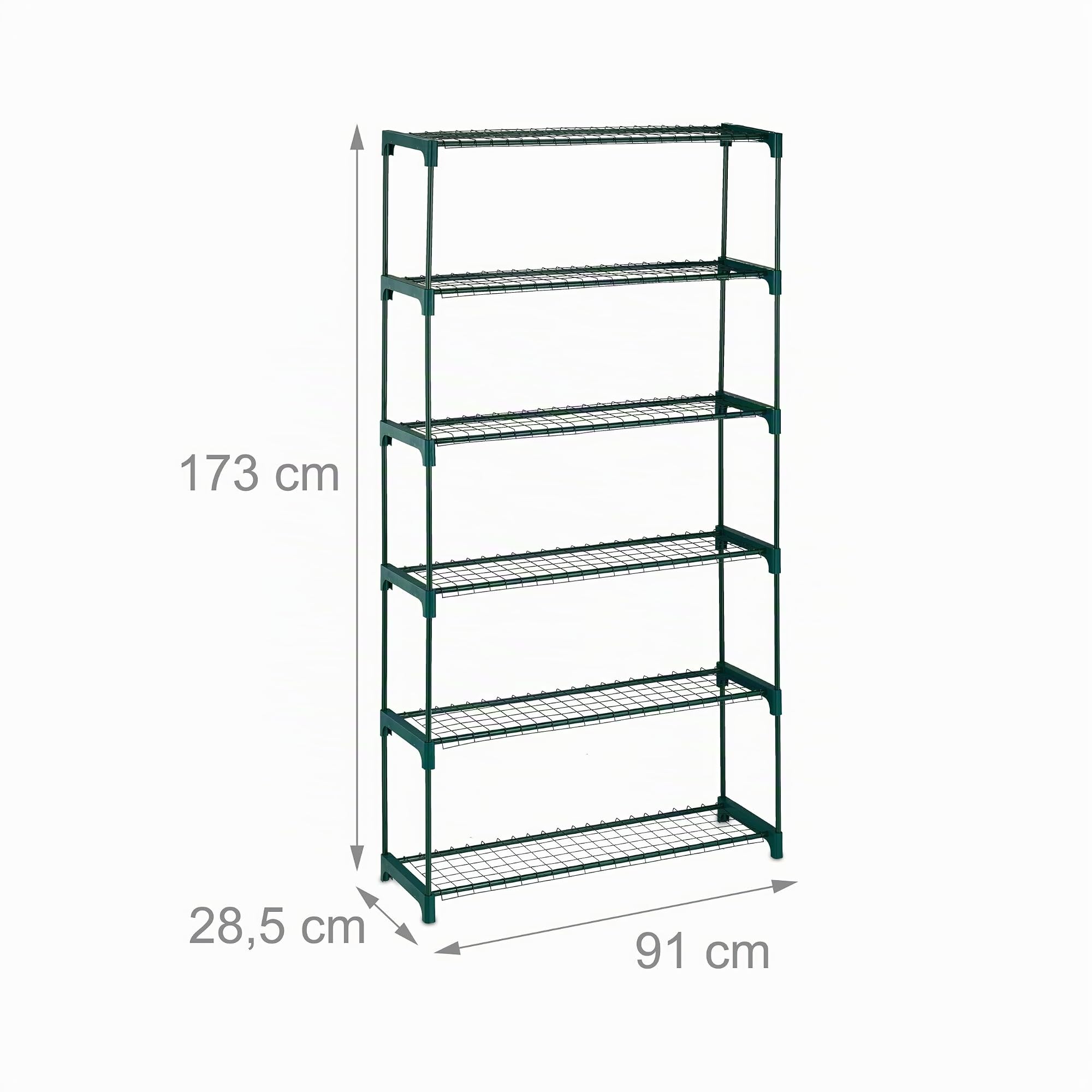 Relaxdays Étagère à plantes, 6 niveaux, support fleurs et herbes aromatiques, en métal, HxLxP : 173x91x28,5 cm, vert
