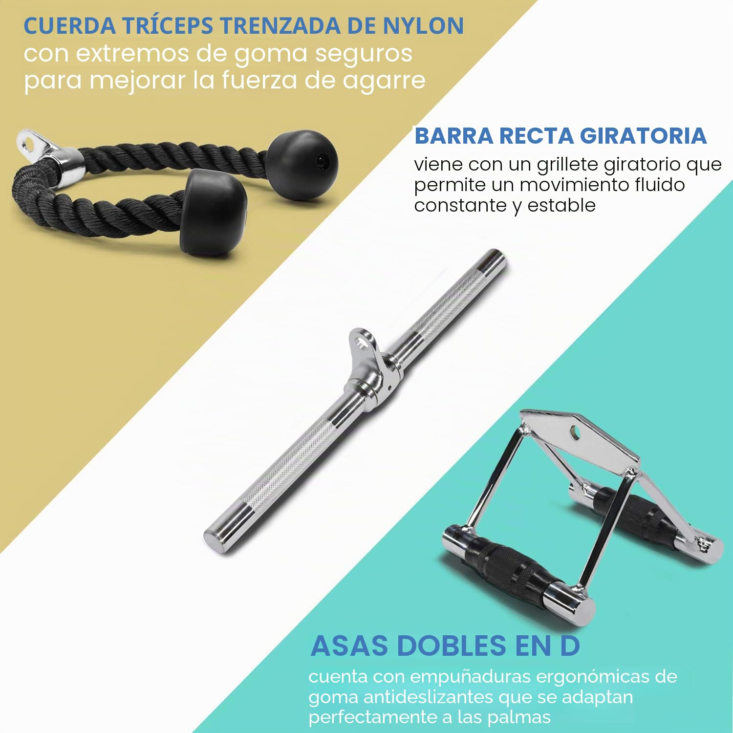 Yes4All Barra giratoria recta, accesorio de Cable de barra en forma de V para entrenamiento de pesas, accesorios de máquina de Cable para gimnasio en casa