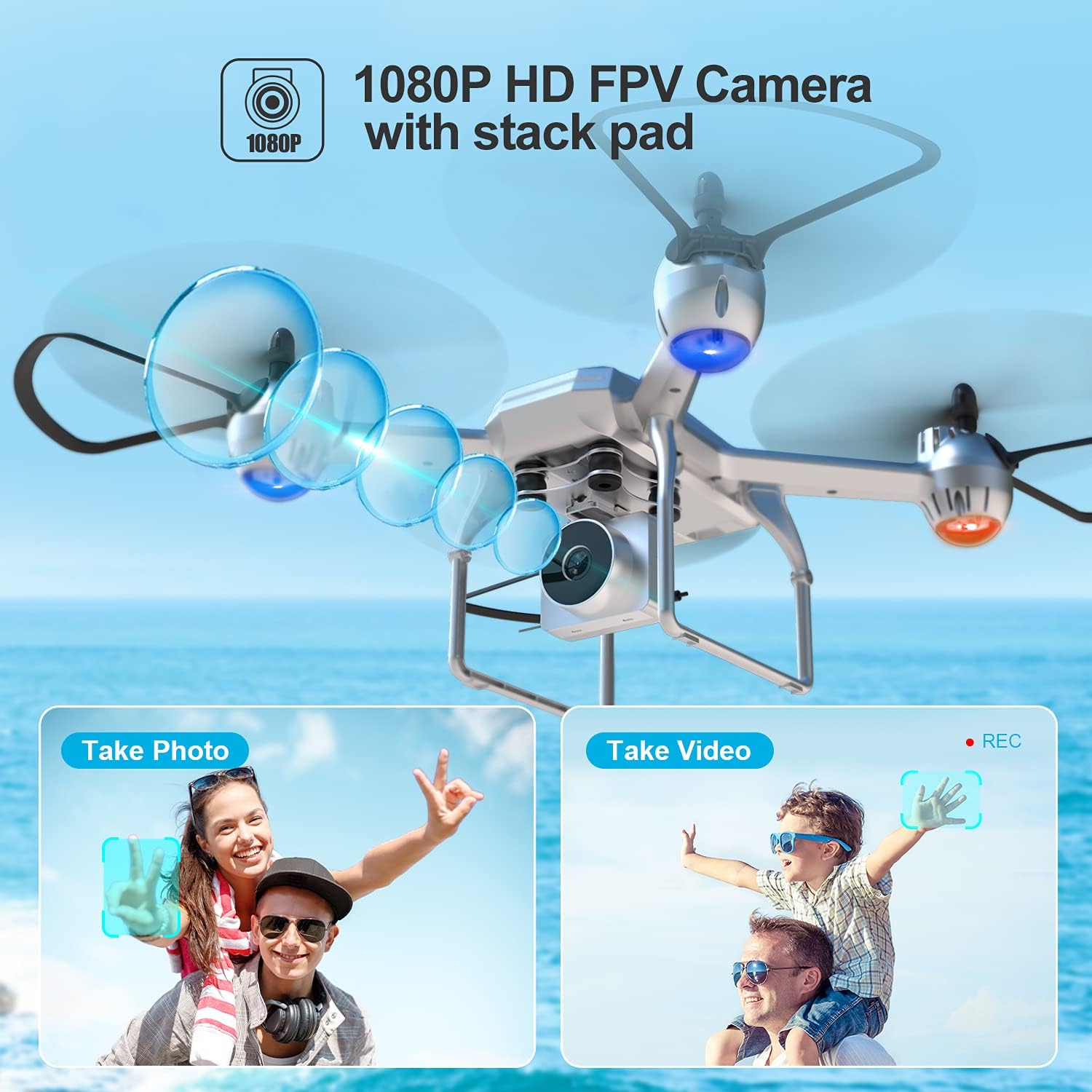 Holy Stone HS140 RC Drone with 1080P FPV Camera for Adults and Kids, 34 Mins Flight Time with 2 batteries, Altitude Hold, Voice Control, Gesture Control, 3D Flip, Headless Mode : Toys & Games