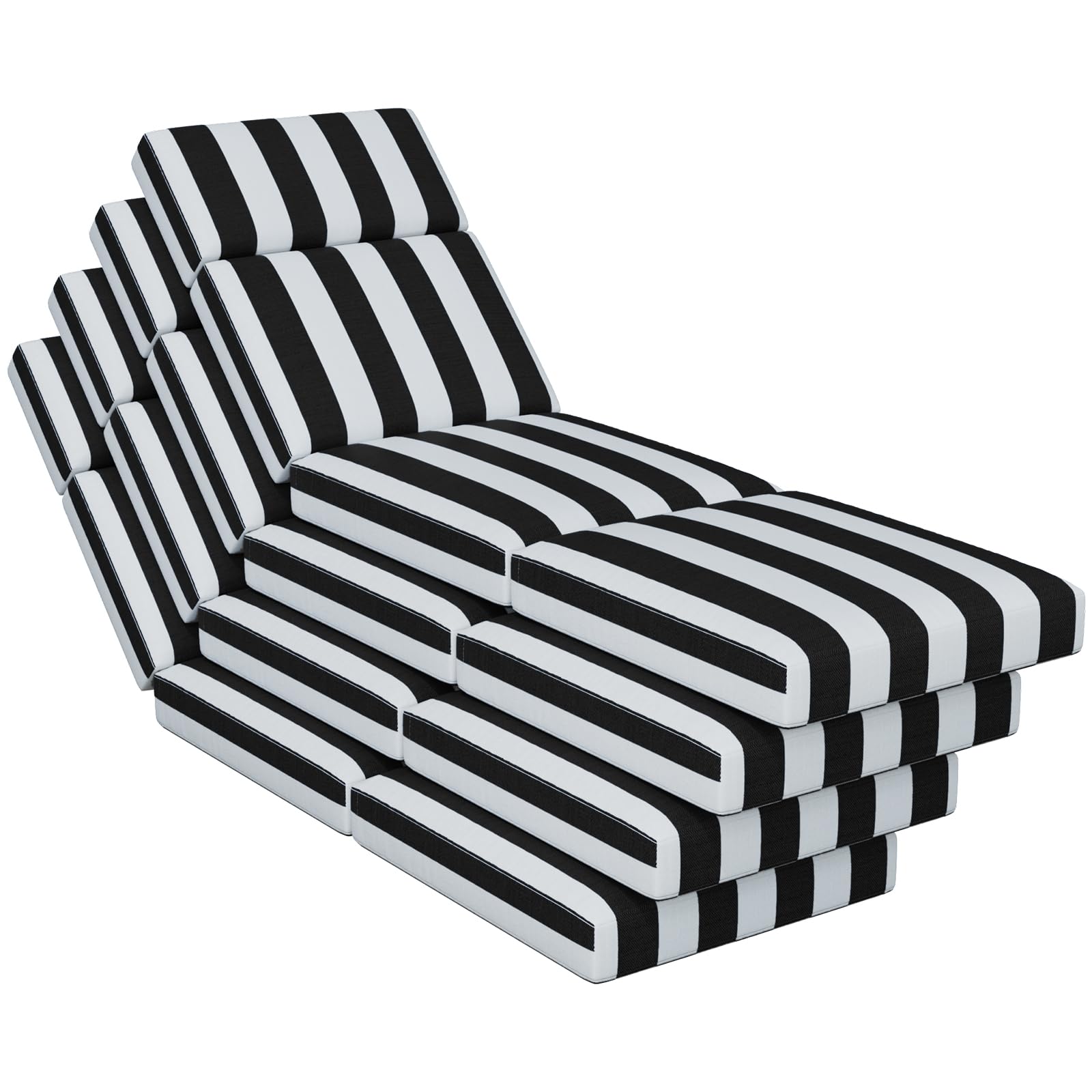4 Pcs Chaise Lounge Cushions Outdoor, 72 x 21 x 4 Inch Lounge Chair Cushions for Outdoor Furniture - Waterproof Lounge Patio Replacement Cushion, 4In