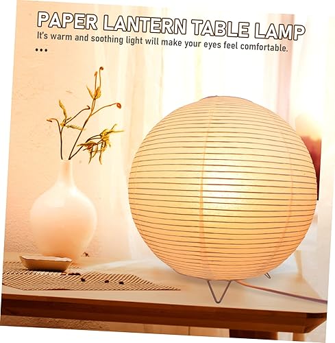 Miniatura 7 de LABRIMP Lámpara de mesa de papel con bombilla E14, luz suave y cálida para dormitorio, dormitorio de enfermería, lámpara decorativa de papel de
