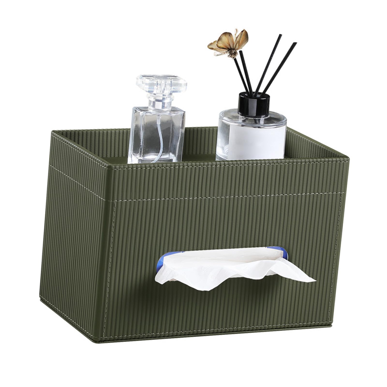 Qusinfc Sophisticated Rectangular PU Leather Tissue Holder with Spacious Capacity for Household and Commercial Use Rectangular Tissue Holder