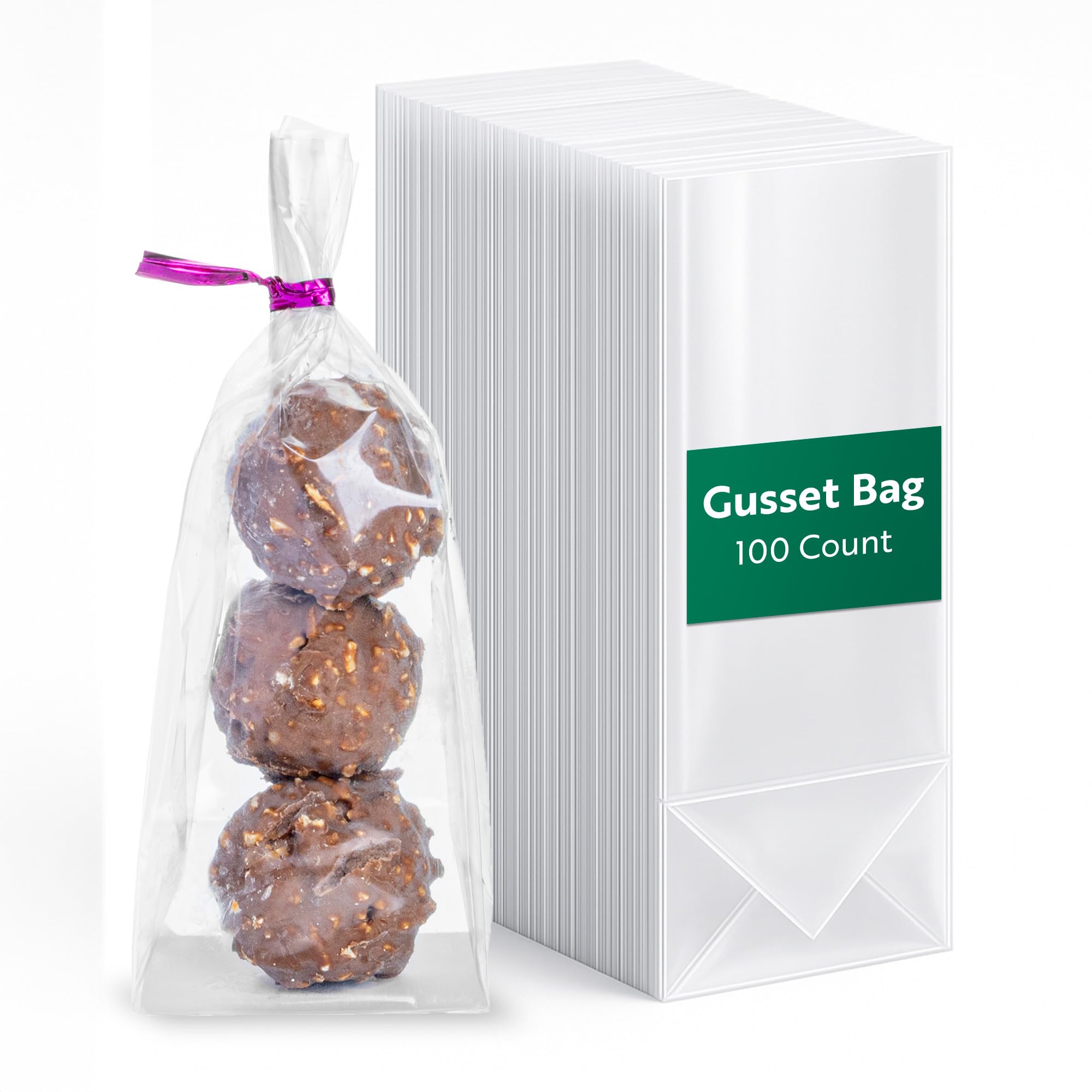 Restaurantware Clear Plastic Gusset Bag, 2 x 1.5 x 5 In, 100 Pack