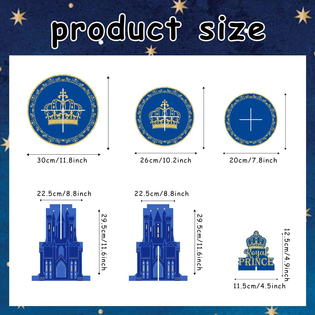 Royal Prince Party Cupcake Stand for Boys Blue 3-Tier Cake Stand Royal Prince Theme Decorations Supplies Barnyard Table Cake Holder Decorations for Baby Shower Royal Prince Birthday