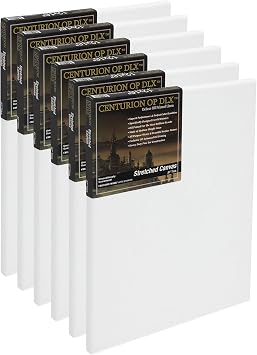 Centurion Deluxe Professional Oil Primed Linen Stretched Canvas, 11oz Linen, 8x10 - Box of 6, 0.67" Deep Canvases, Kiln-Dried Stretchers, Back Stapled, Premium Medium Weight Canvas for Oil Paintings
