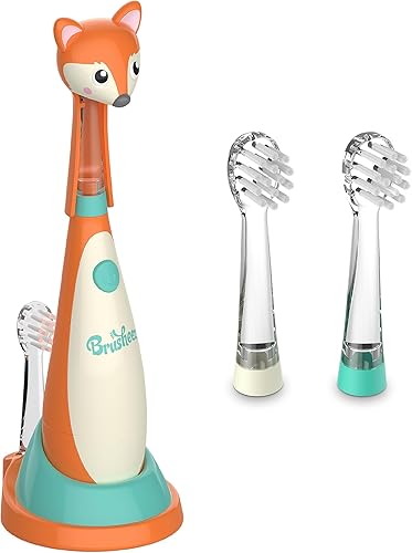 Little Brusheez Cepillo de dientes sónico para niños pequeños, paquete de 2 cabezales de cepillo de repuesto Fuzzy The Fox