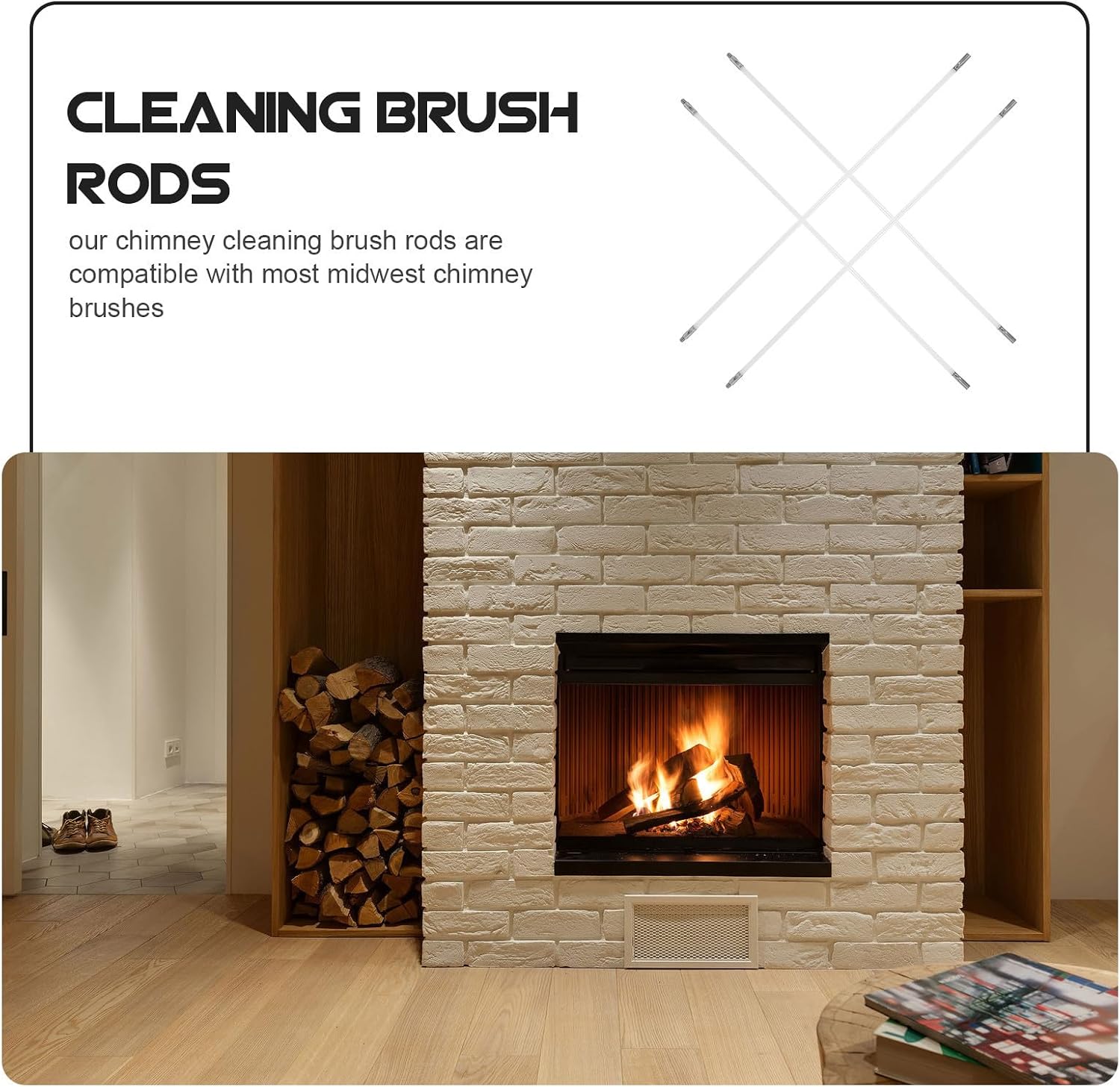 Nylon Chimney Cleaning Brush Rods Round Shape 4pcs with Enhanced Control and Manual Operation for Fireplace and Dryer Vent for Chimney Cleaning and Painting Tasks