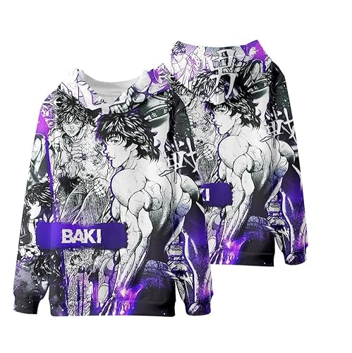 Wulachaka Felpa con cappuccio Baki, felpa con cappuccio con stampa Hanma Yujiro, felpa sportiva con cappuccio unisex, Tipo 9, L Wulachaka Felpa con cappuccio Baki, felpa con cappuccio con stampa Hanma Yujiro, felpa sportiva con cappuccio unisex, Tipo 9, L