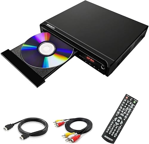 WISCENT Reproductor de DVD compacto para TV, libre de varias regiones, con HDMI/RCA/USB/MIC, calidad de imagen Full HD, antideslizante, sin
