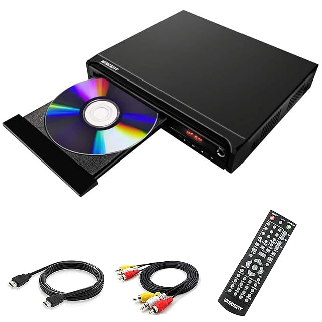 WISCENT Compact DVD Player for TV Multi-Region Free with HDMI RCA USB MIC Full HD Picture Quality Anti-Skip