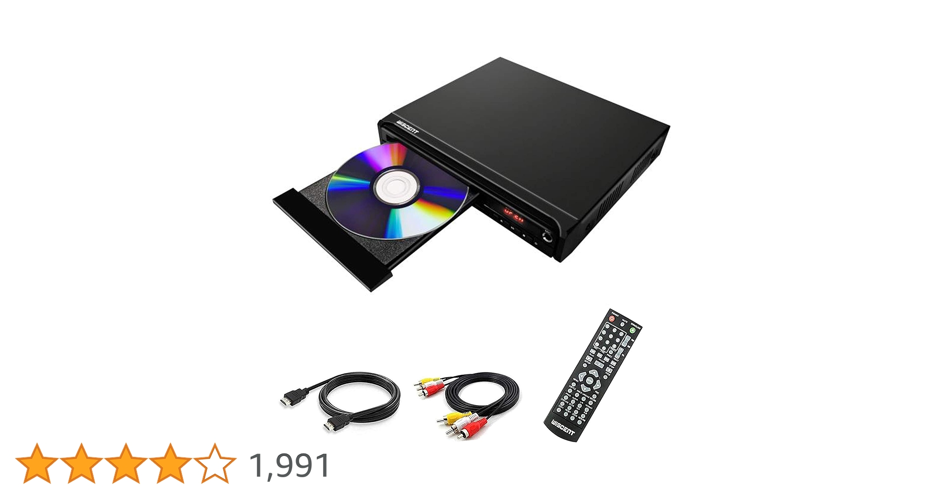 WISCENT Compact DVD Player for TV with HDMI, USB, and Mic