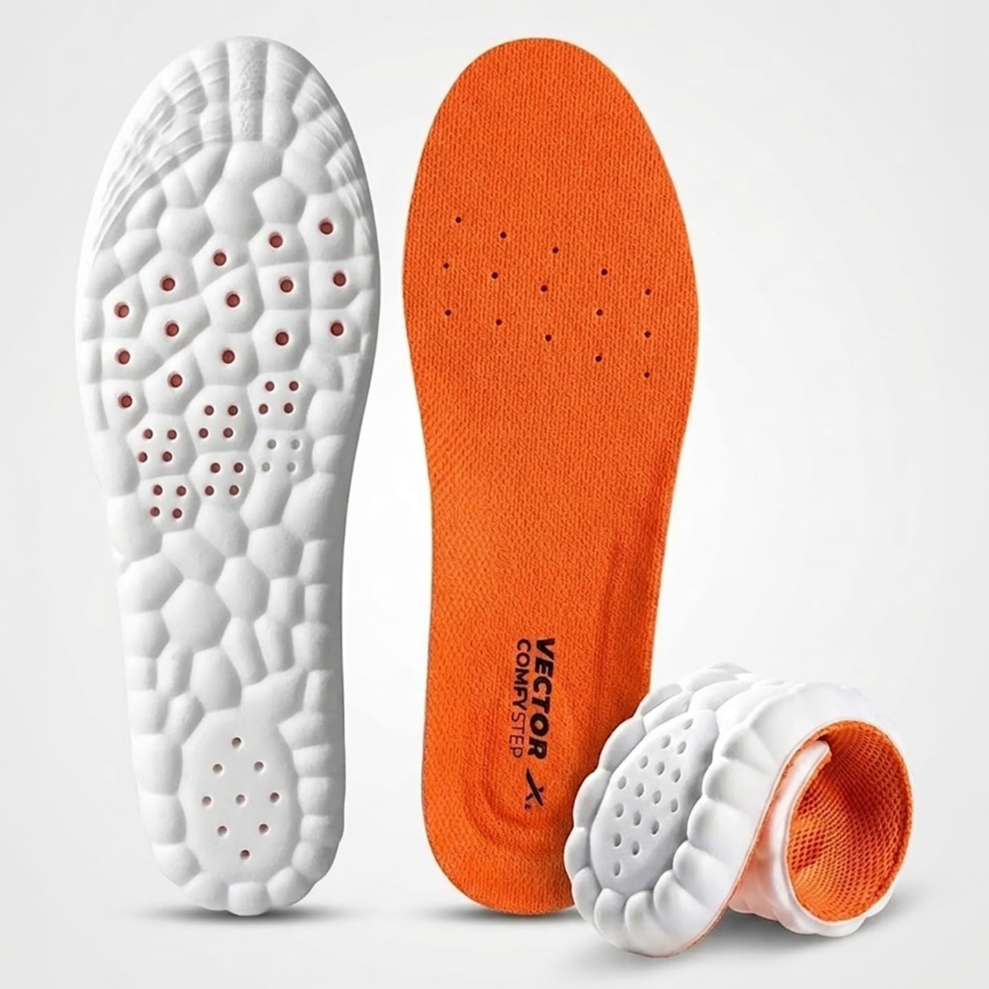 Vector X Memory Foam PU Sports Shoe Insoles| Elastic Shock Absorbing Height Increasing insole For Men Women Cuttable Soft Breathable Honeycomb Orthotic Replacement Inserts (Size UK 6–12, EU 40-46)-picture-12