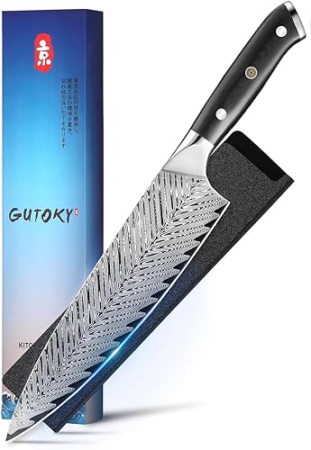 Miniatura 9 de Cuchillo de chef japonés de 8 pulgadas, cuchillo de chef profesional de Damasco con 73 capas de acero inoxidable japonés AUS-10, cuchillo de cocina