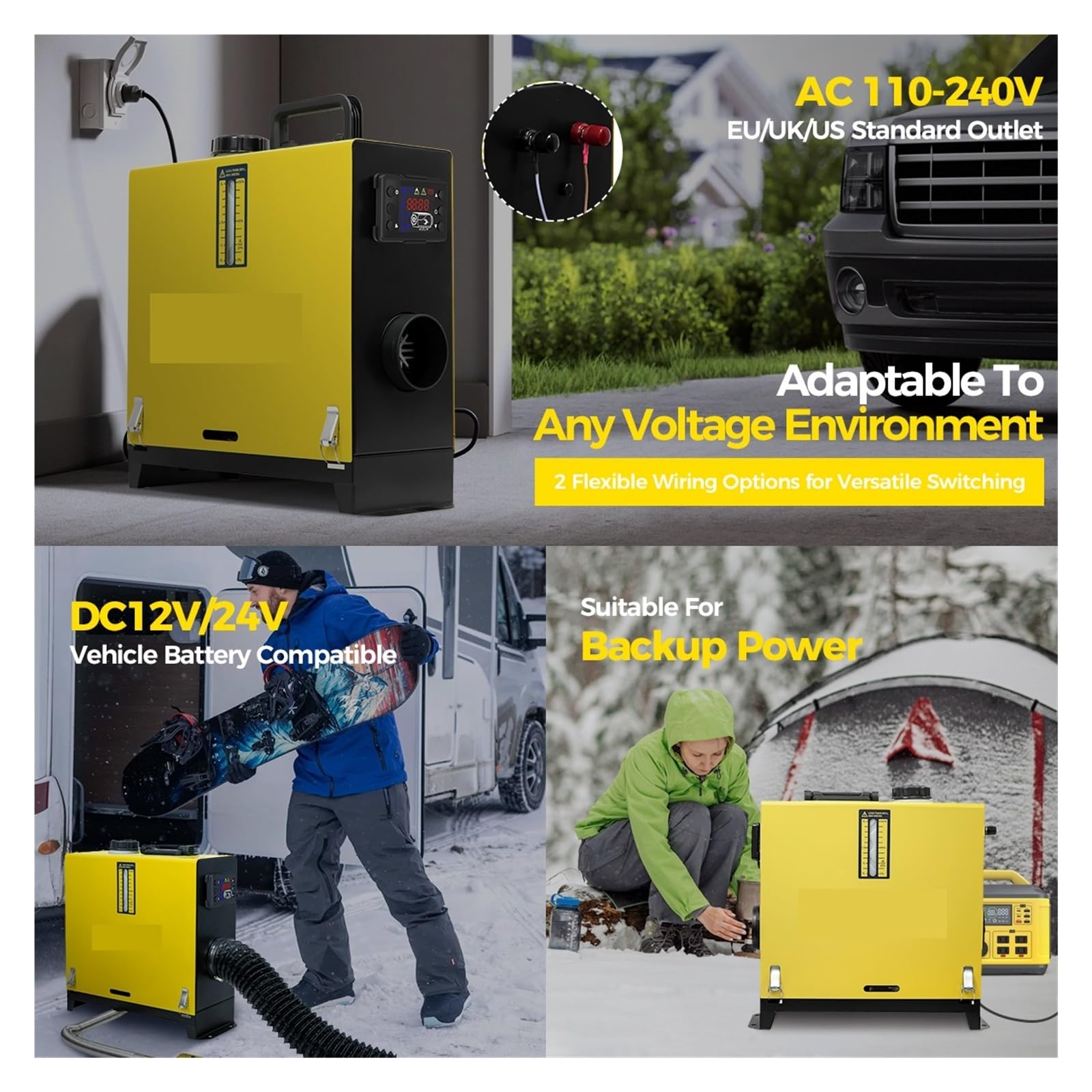 Nagrzewnica Powietrza Diesel 8 KW, Ogrzewanie Postojowe 12 V/24 V Z Wyświetlaczem LCD, Pilotem, Szybkie Nocne Do Garażu Dla Ciężarówek I Łodzi Łatwy w instalacji(No power adapter)