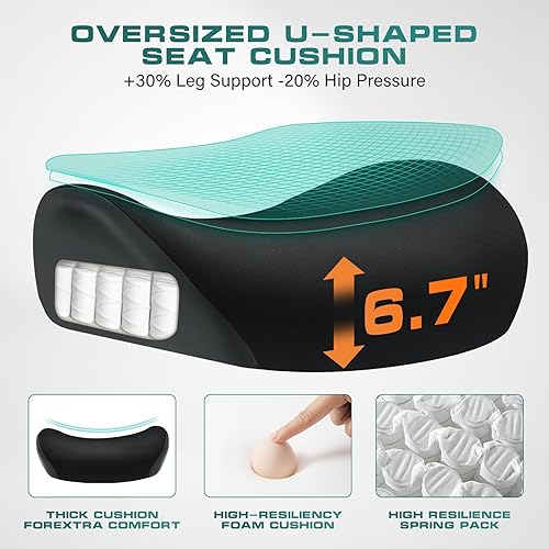 Miniatura 4 de Silla de oficina grande y alta de 750 libras con cojín de asiento ancho y grueso para personas pesadas, sillas de escritorio ergonómicas de malla