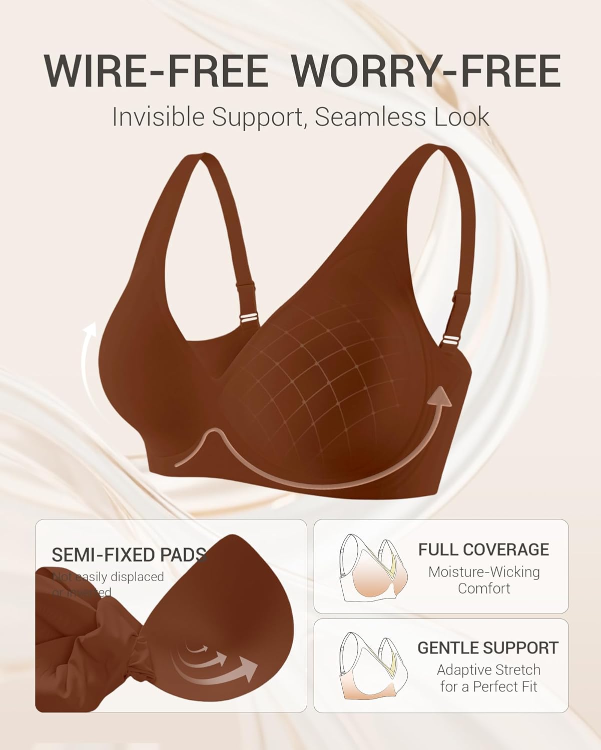 Gailife Deep V Jelly Bras for Women No Underwire Wireless Seamless Push Up Bra Comfort Support Plunge Bralette Full Coverage - Image 5