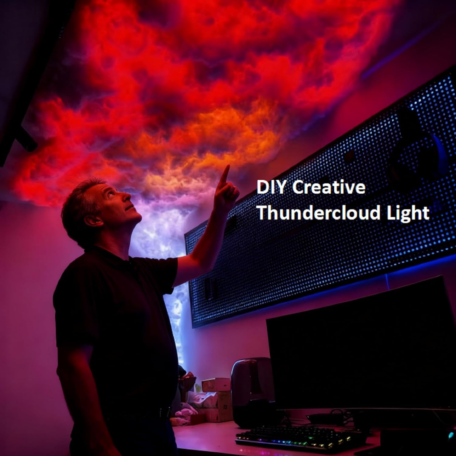 Smart 3D Thundercloud LED Light,Colorful Atmosphere Changing Sync with Music,DIY Creative Cloud Light for Ceiling Gaming Room Bedroom Bar Club Decor,Recommended Layout 10 to 11 Square Feet