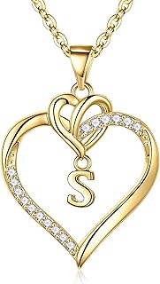 Muttertagsgeschenke für Mama, Halskette Damen 14K Gold/Weißgold Vergoldet Herz Zirkonia Anhänger Buchstaben Kette Damen Geburtstag Geschenke Muttertagsgeschenke für Frauen Mama Freundin Schmuck