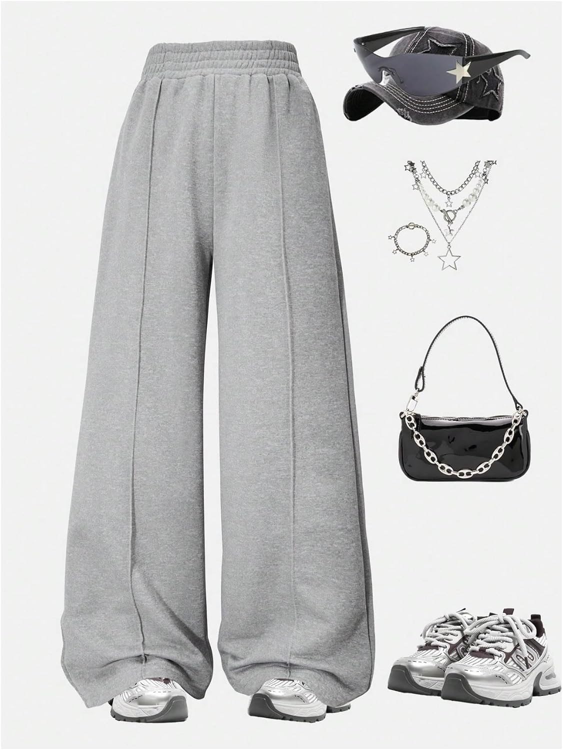 GORGLITTER Girl's 2 Pack Baggy Sweatpants Wige Leg Track Pants Elastic Waist Loose Trousers - Image 5