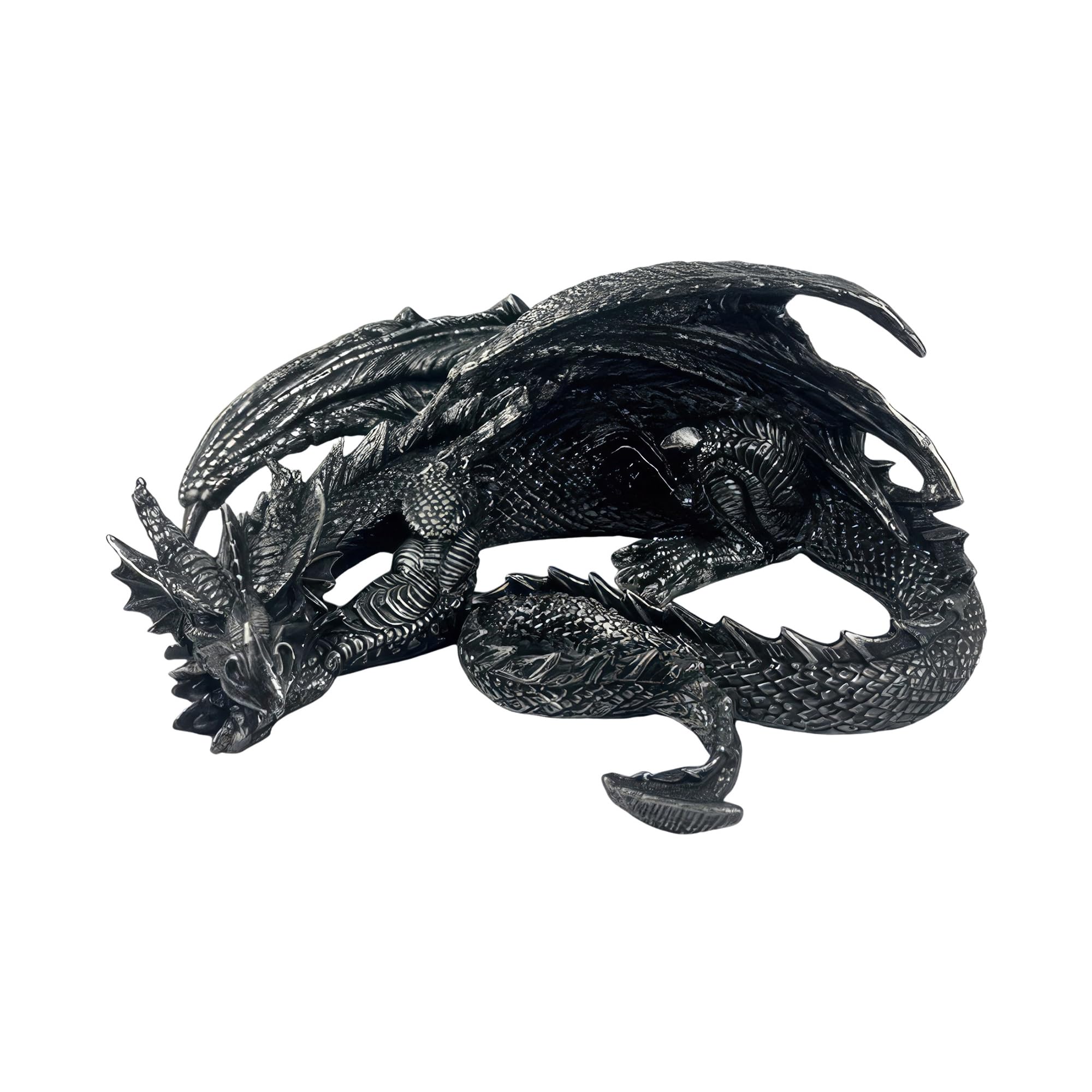 Dragon noir volant ICE ARMOR, statuette haut de gamme de 26,7 cm pour bureau élégant