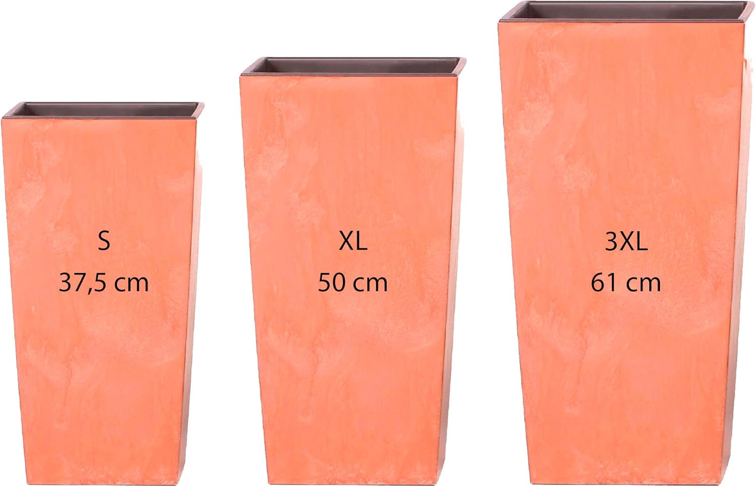 WELL HOME MOBILIARIO & DECORACIÓN PK2528 Pack of 3 Tall pots Prosperplast (11.4/26.6/49 liters) Urbi Square Effect Made of Plastic Gray Color with Tank, Grande, Light Grey