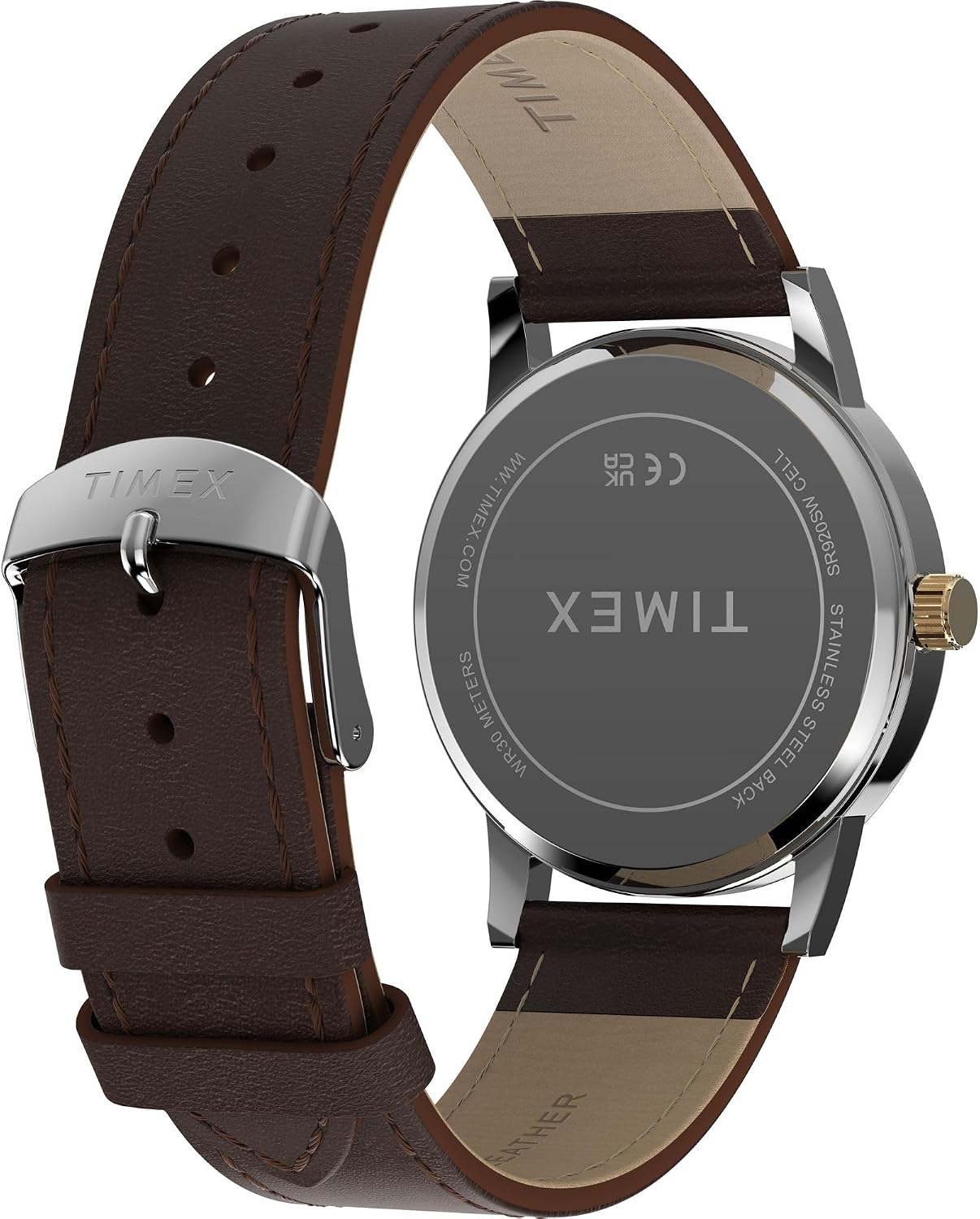 Timex Men's Main Street 38mm Watch - Brown Strap Green Dial Silver-Tone Case