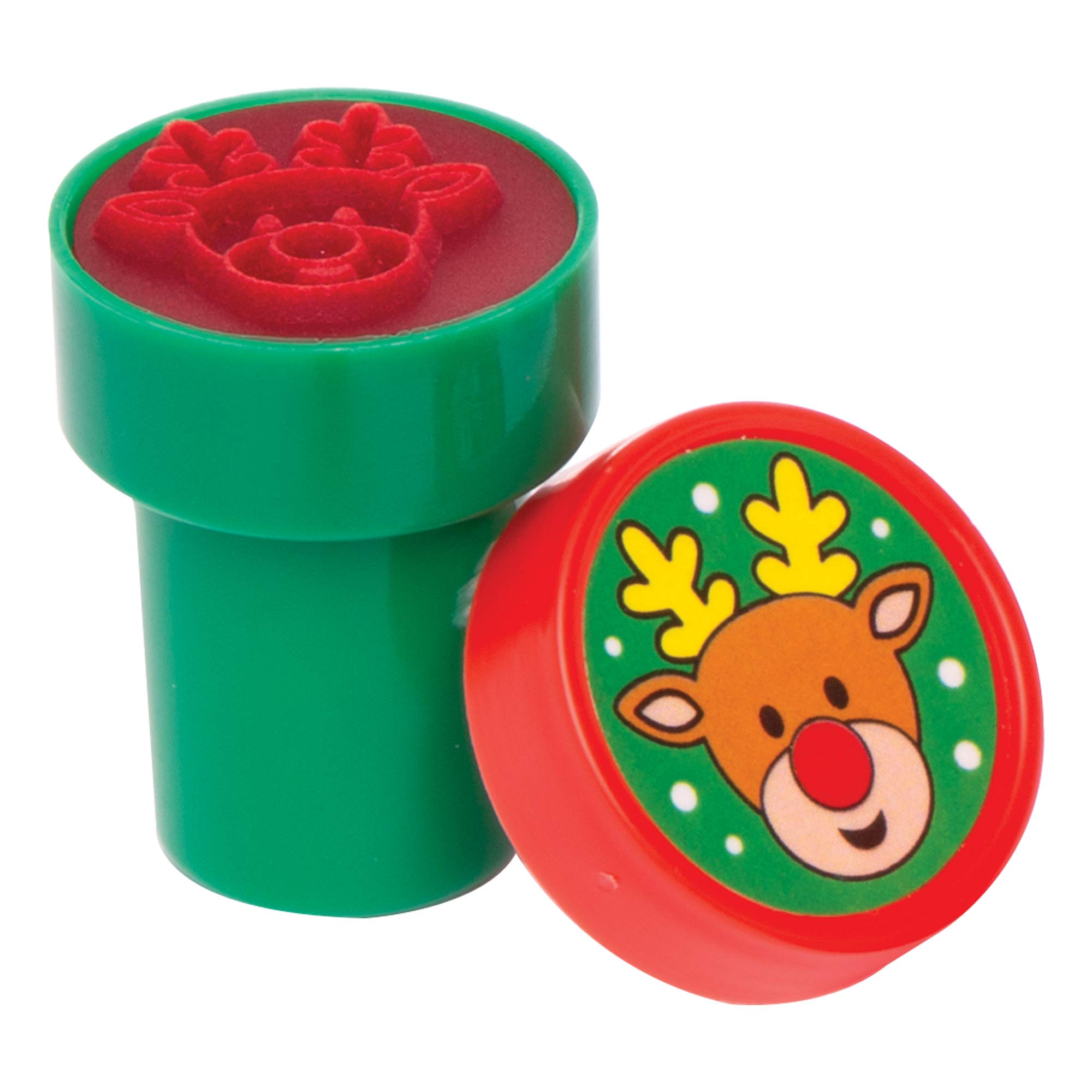 Baker Ross – Lot De 10 Tampons De Noël à Encre Intégrée – 20 Mm – Rouge Et Vert – Créatif Pour Enfants