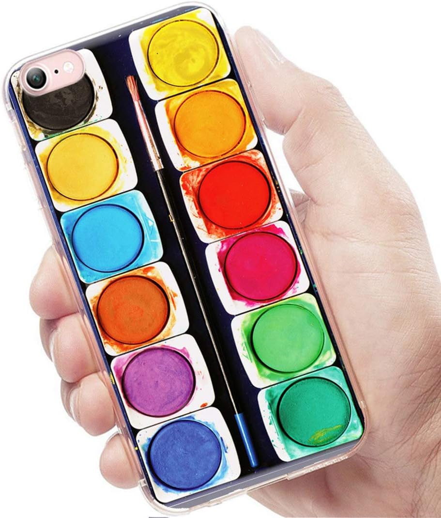 iPhone SE 2022 Case,iPhone SE 2020 Case,iPhone 8 Case,iPhone 7 Case,ARTIOSIT Slim Soft TPU Rubber Protective Cases Cover for Apple iPhone 7 8 SE 2nd 3rd 4.7,Funny Artist Painter Watercolor Paint Box