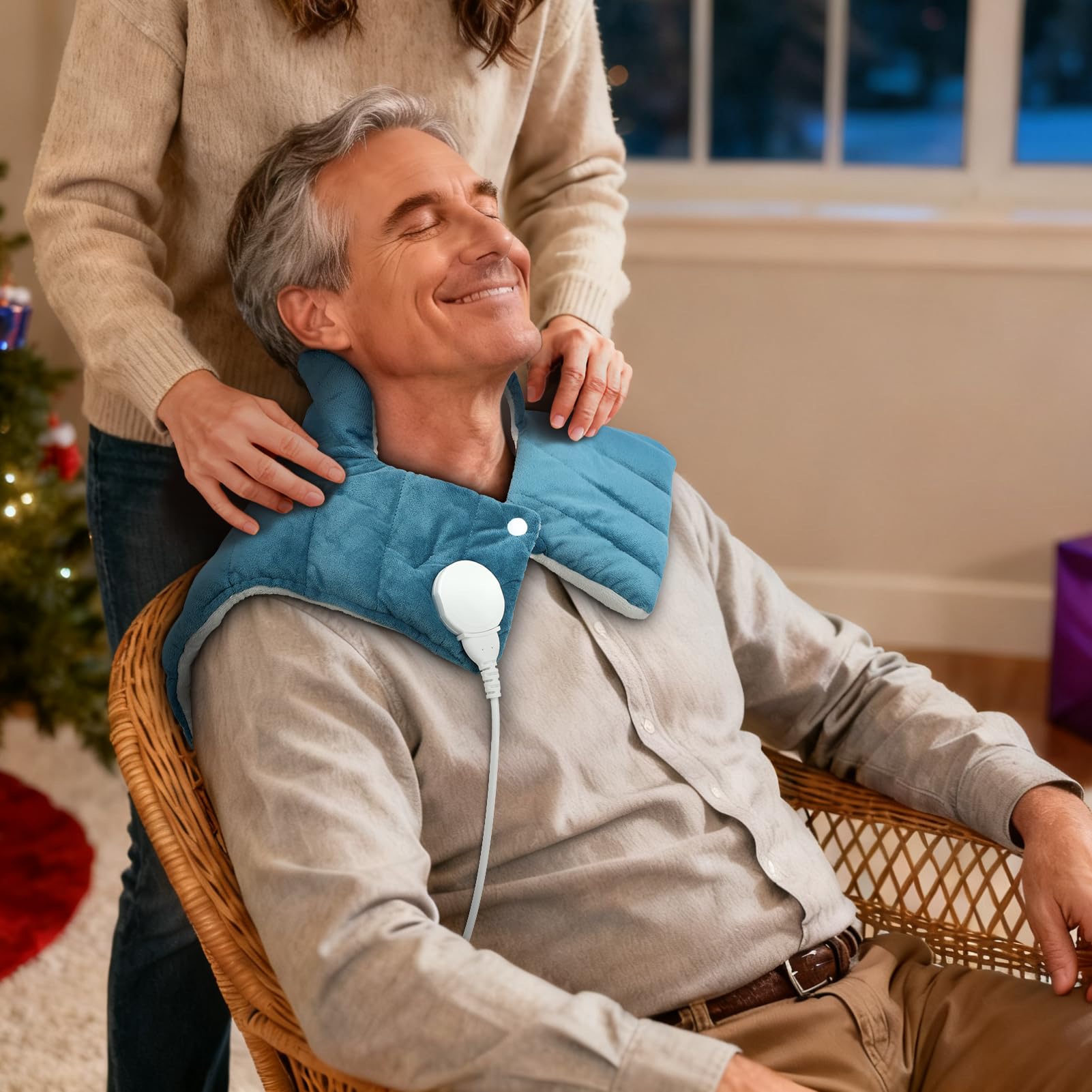 Comfytemp Almohadilla Térmica Cuello, 9 Niveles de Calo y 11 de Temporizador, Almohadilla Térmica Cervical para Relaja el Hombros y Espalda, Apagado Automático, Lavable a Máquina, san Valentin Regalo