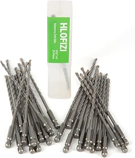 HLOFIZI 5/32" x 6" Masonry Drill Bits 5/32 inch Concrete Drill Bits 25 Pack, for Cement, Brick, Stone, Block, Stucco Wall