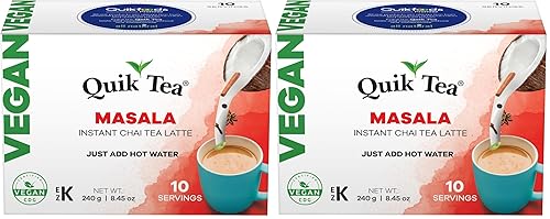 Miniatura 35 de QuikTea Instant Vegan Turmeric Ginger Chai Tea Latte – 10 unidades, brillo de cúrcuma terrosa con calor de jengibre picante, baja cafeína, sin