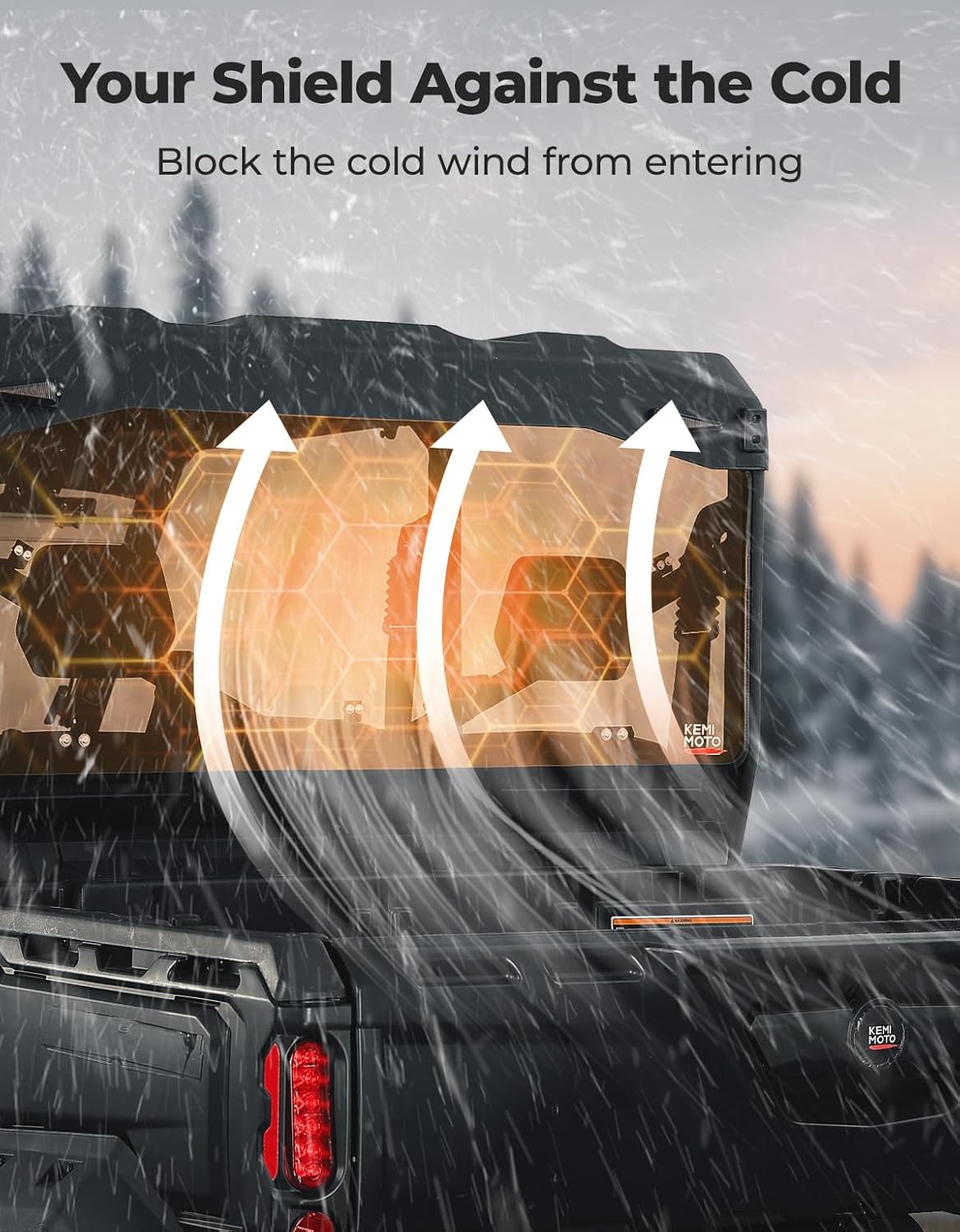 KEMIMOTO Dark Tinted Rear Windshield Compatible with Can-Am Defender & Defender Max HD5/HD8/HD9/HD10 2016-2026, Sun Protection&UV-Proof Rear Window, Polycarbonate Windscreen